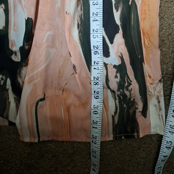 Bar III Dress Pink Black V Neck Woven Lined Tie Waist 3/4 Sleeves - Picture 12 of 12